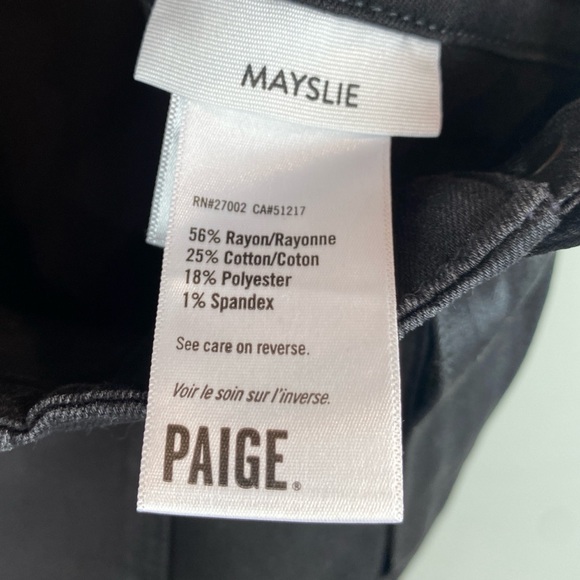 PAIGE Women's Mayslie straight leg high rise black fog luxe coating size 31 - Picture 7 of 8